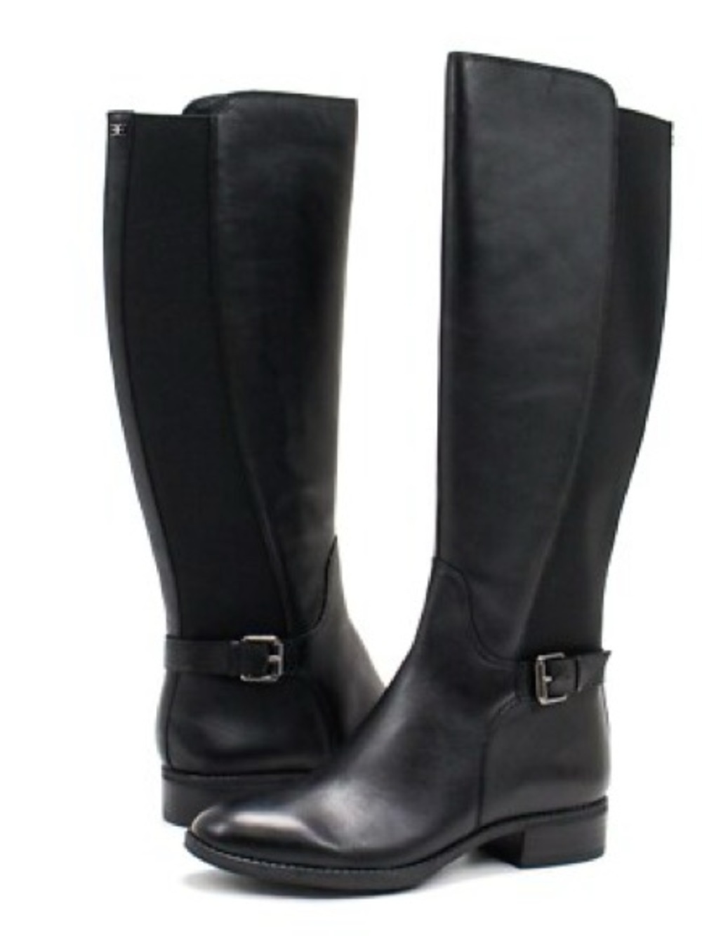 Sam Edelman Black Over-the-Knee Riding Boots with Buckle Strap